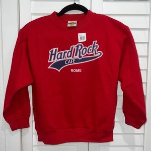 Red Vintage Hard Rock Cafe Rome Kids Medium Sweatshirt